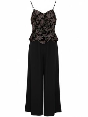 ARIANA Black& Purple Floral Jumpsuit Wide Legged Size 7